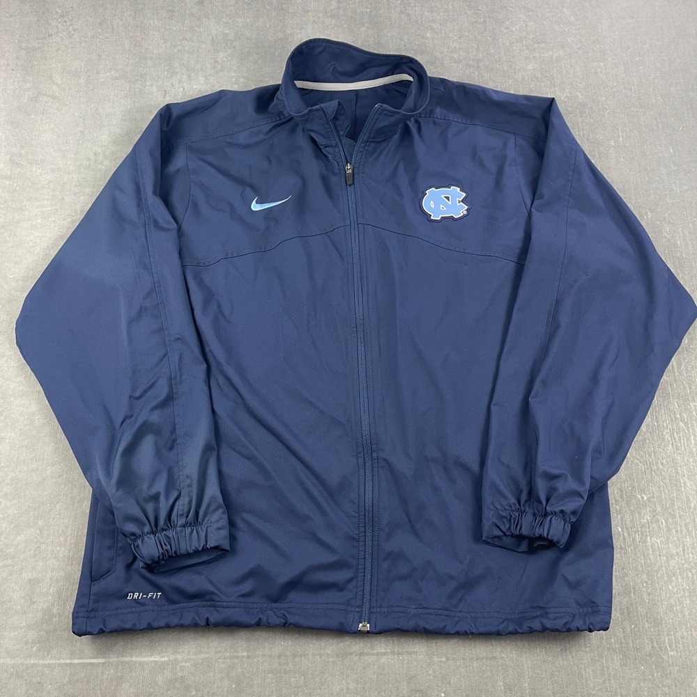 UNC Tar Heels Nike Mens XXL Navy Blue Full Zip Dri-FIT Windbreaker Jacket
